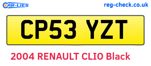 CP53YZT are the vehicle registration plates.