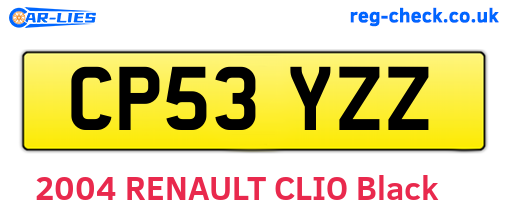 CP53YZZ are the vehicle registration plates.