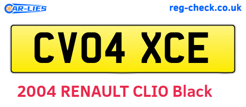 CV04XCE are the vehicle registration plates.