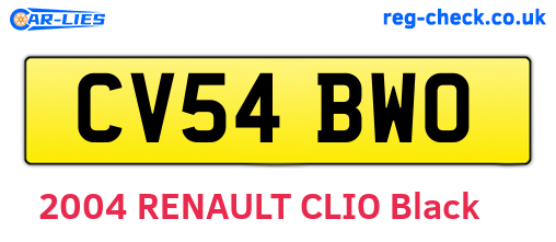 CV54BWO are the vehicle registration plates.