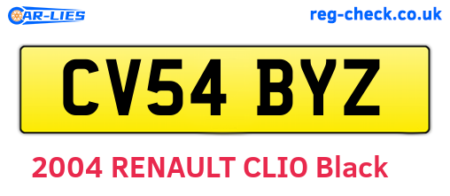 CV54BYZ are the vehicle registration plates.