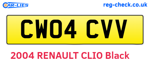 CW04CVV are the vehicle registration plates.
