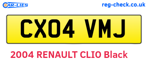 CX04VMJ are the vehicle registration plates.