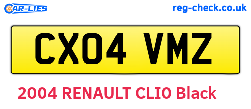 CX04VMZ are the vehicle registration plates.