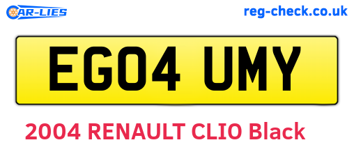 EG04UMY are the vehicle registration plates.