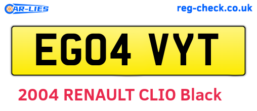 EG04VYT are the vehicle registration plates.