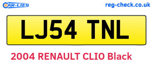 LJ54TNL are the vehicle registration plates.