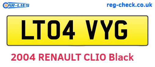 LT04VYG are the vehicle registration plates.