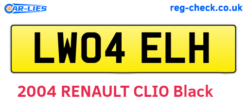 LW04ELH are the vehicle registration plates.