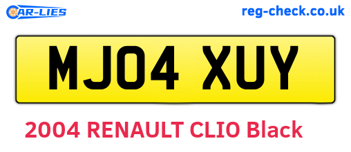 MJ04XUY are the vehicle registration plates.
