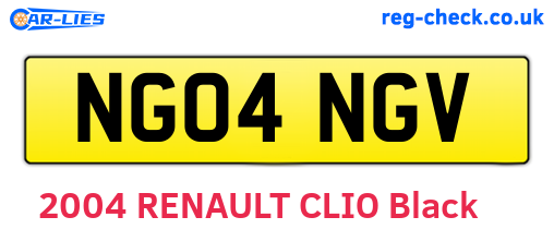 NG04NGV are the vehicle registration plates.