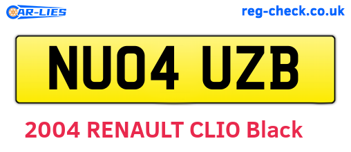 NU04UZB are the vehicle registration plates.