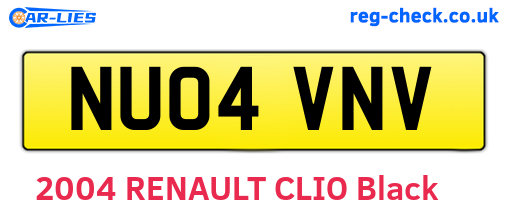 NU04VNV are the vehicle registration plates.