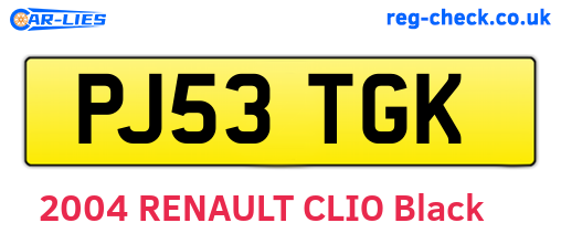 PJ53TGK are the vehicle registration plates.