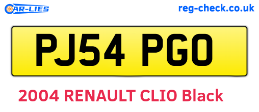 PJ54PGO are the vehicle registration plates.