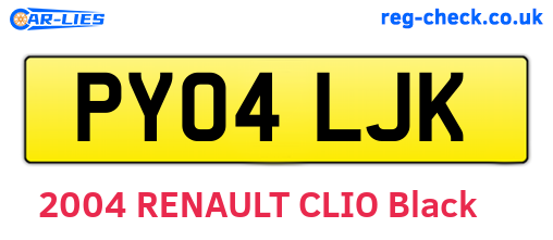 PY04LJK are the vehicle registration plates.