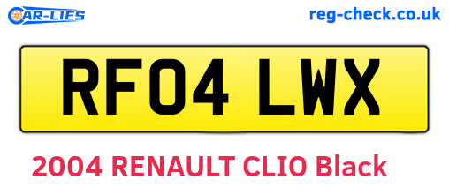 RF04LWX are the vehicle registration plates.