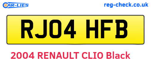 RJ04HFB are the vehicle registration plates.