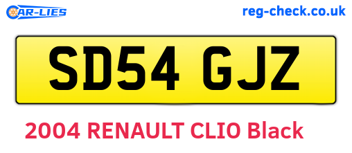 SD54GJZ are the vehicle registration plates.