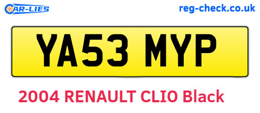 YA53MYP are the vehicle registration plates.