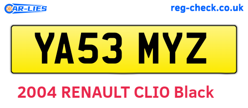 YA53MYZ are the vehicle registration plates.