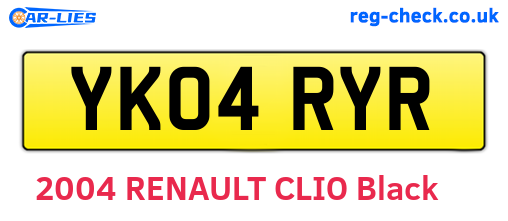 YK04RYR are the vehicle registration plates.