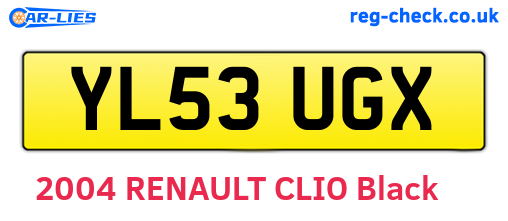 YL53UGX are the vehicle registration plates.