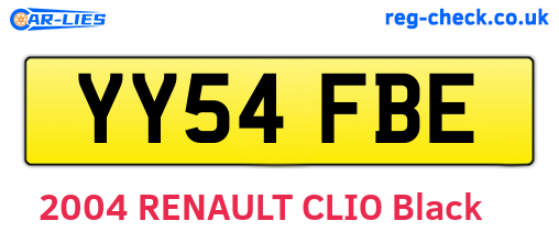 YY54FBE are the vehicle registration plates.