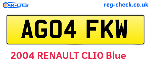 AG04FKW are the vehicle registration plates.