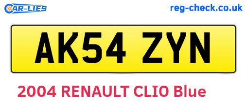 AK54ZYN are the vehicle registration plates.