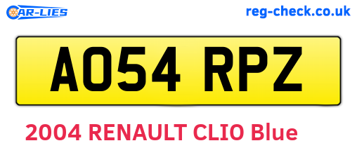 AO54RPZ are the vehicle registration plates.