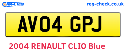 AV04GPJ are the vehicle registration plates.