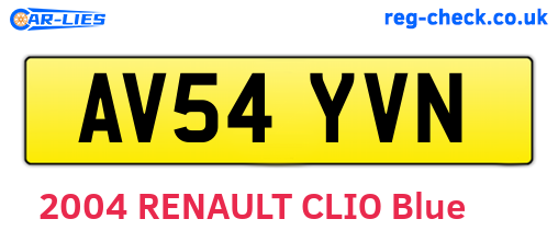 AV54YVN are the vehicle registration plates.