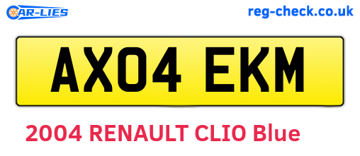 AX04EKM are the vehicle registration plates.