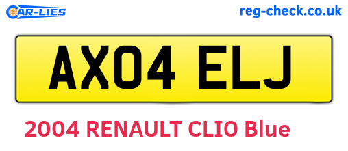 AX04ELJ are the vehicle registration plates.