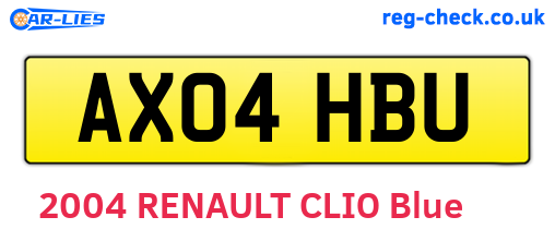 AX04HBU are the vehicle registration plates.