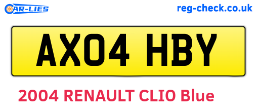 AX04HBY are the vehicle registration plates.