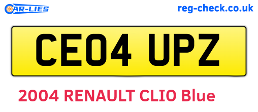 CE04UPZ are the vehicle registration plates.