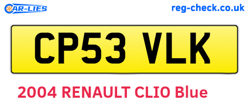 CP53VLK are the vehicle registration plates.