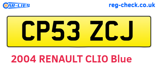 CP53ZCJ are the vehicle registration plates.