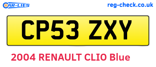 CP53ZXY are the vehicle registration plates.