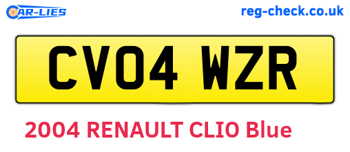 CV04WZR are the vehicle registration plates.