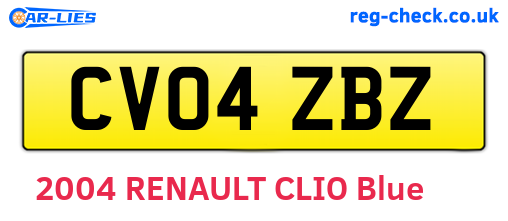 CV04ZBZ are the vehicle registration plates.