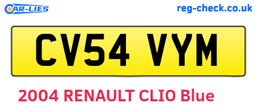 CV54VYM are the vehicle registration plates.