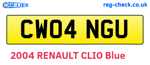 CW04NGU are the vehicle registration plates.