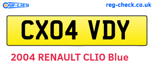 CX04VDY are the vehicle registration plates.