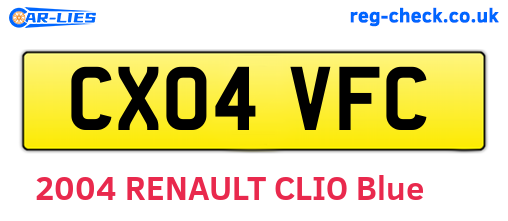 CX04VFC are the vehicle registration plates.