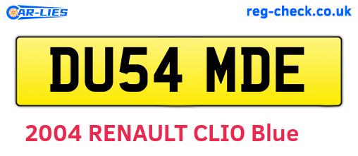 DU54MDE are the vehicle registration plates.