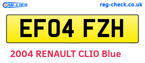 EF04FZH are the vehicle registration plates.