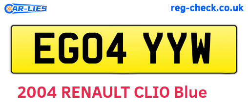 EG04YYW are the vehicle registration plates.